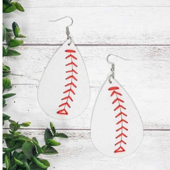 Pitch Please Baseball Teardrop Earrings - Picture 1 of 3